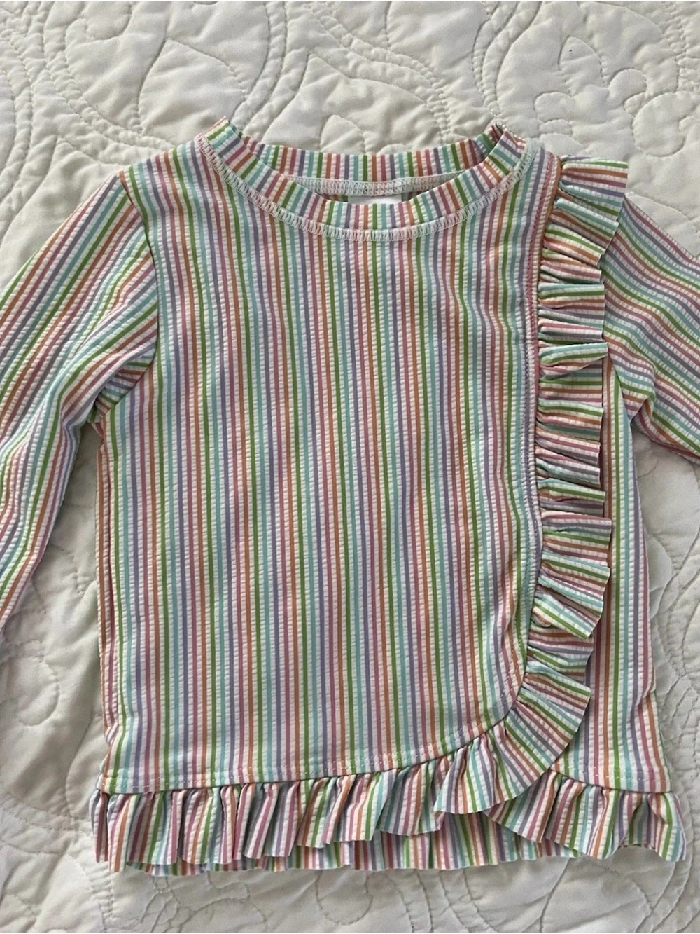 RuffleButts Rashguard Swimsuit with Hat Size 2T